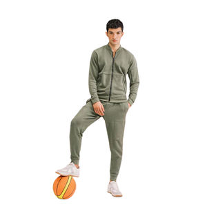 Conjunto de chándal para hombre con pantalones con cordón ajustable Chándal elegante y cómodo con cremallera de tela elástica - Product Image 3