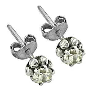 Women's 925 <b>Silver</b> & 18K Gold Stud <b>Earrings</b> Round Gemstone Diamond <b>Drop</b> <b>Earrings</b> GIA Certified Trendy Style for Engagement - Product Image 1