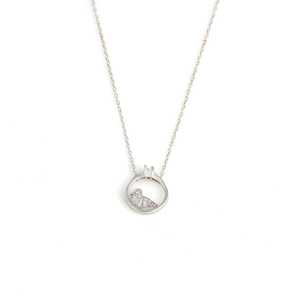Collar Solitario de Plata de Ley 925 con Paloma, Piedra Blanca, Rodio, Motivo Animal Geométrico, Diamante, Opciones en Oro Blanco y Oro Rosa, de Moda - Product Image 1