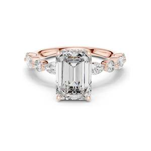 3.38 CT <b>Emerald</b> Cut Lab Diamond <b>Ring</b> for Women VVS-VS EF Clarity 18KT, 14KT, 10KT Gold & 925 <b>Silver</b> Rose, Yellow, White - Product Image 3