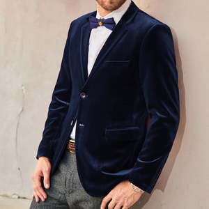 <span class=keywords><strong>Blazer</strong></span> de soirée en <span class=keywords><strong>velours</strong></span> pour <span class=keywords><strong>homme</strong></span> OEM, élégant, à revers cranté, à deux boutons, veste en <span class=keywords><strong>velours</strong></span> <span class=keywords><strong>bleu</strong></span> pour <span class=keywords><strong>homme</strong></span>, costume - Product Image 4