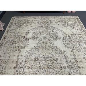 Tapis turc vintage, tapis de 5,7 x 9,2 pieds, grand tapis blanc à bordures - Product Image 3