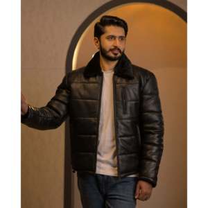 Chaqueta Clásica SF11 de Cuero Genuino, Chaqueta Informal de Invierno con Cierre de Cremallera y Característica Impermeable, Piel de Oveja Negra - Product Image 2