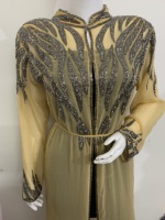 Abaya de luxe dernière collection, grande taille, en georgette, à manches longues, style Dubaï, avec broderie artisanale, ouverture frontale, longueur ras du sol, pour mariage et occasions ethniques