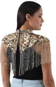 เสื้อคลุมเบอร์เลสก์สำหรับงานเทศกาล ปักลายประดับด้วยลูกปัด ปักเลื่อม ประดับมุก ทรงตรง มีบราในตัว ผูกคอ - Product Image 3