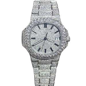 Top Branded Fully Customized Iced Out Lab Grown Diamond Case Shape Men's Hip Hop Fashion Silicone Band Mechanical Watch Gift - Product Image 1