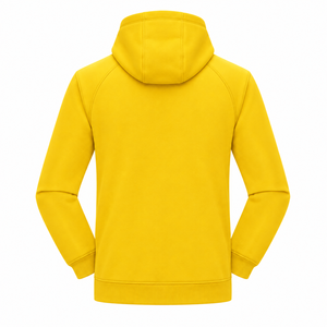 New Style Men's Yellow <b>Hoodie</b> Zip Up <b>Hoodie</b> <b>Fleece</b> Long Sleeve Pullover Casual Autumn Solid Sporty Sweatshirt - Product Image 3