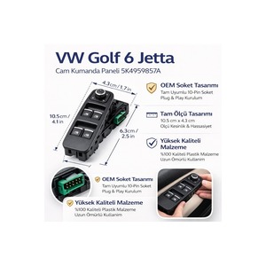 Panel de Control Principal de 4 Botones para Puerta del Conductor de VW Golf 6 Jetta, Nuevo, Botón de Apertura de Ventana 5K4959857A, Garantía de 2 Años - Product Image 5