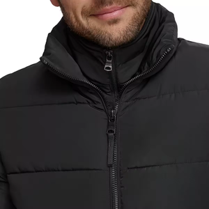 Veste bomber d'hiver en gros, style long, matelassée, brillante, en polyester et coton, écologique, OEM, noire, tendance masculine - Product Image 5