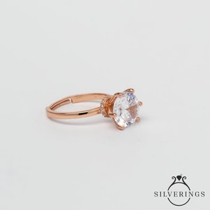 NOVAMART Fine Silverings 925 Sterling <b>Silver</b> <b>Solitaire</b> <b>Ring</b> Cut Zircon Geometric Pattern Rhodium Plated Pear Diamond for Engagem - Product Image 2