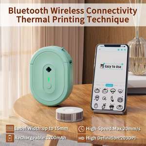 Stampante di Etichette N12 per Piccole Imprese, Batteria da 1200mAh, Connessione Senza Inchiostro, Mini Stampante Termica per Etichette Disponibile - Product Image 5