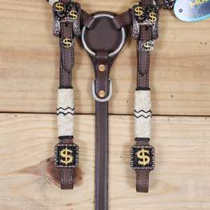 Juego de Tachuelas con Flecos de Plumas Blancas y Turquesas, Cuero Vacuno de Primera Calidad, Sillas de Montar Ligeras para Caballos, Juego de Cabezada de Moda para la Temporada del Jockey - Product Image 6