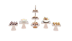 Soporte de pastel de cristal de Metal Dorado de la mejor calidad, soporte de postre de exhibición de Buffet de Cupcake de cocina de boda a bajo precio - Product Image 1