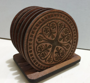 Posavasos de madera maciza natural con forma de flor para el hogar de estilo japonés Nogal negro de madera - Product Image 2