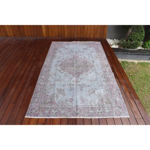 Alfombra Turca Vintage de 4.3x7.6 pies, Alfombra Marroquí de Lana Gris - Product Image 1