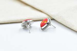 Handmade Red Dice <b>Sterling</b> <b>Silver</b> <b>Drop</b> <b>Earrings</b> Unique Statement Jewelry Perfect Wedding & Party Gift for Women - Product Image 3