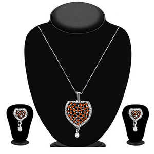 Kriaa 1200428 Maroon Austrian Stone Silver Plated Pendant Set Joyería de moda para mujeres - Product Image 1