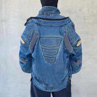 Veste en jean d'hiver pour homme avec logo personnalisé sur le devant, col montant long, coupe-vent, imperméable, streetwear élégant