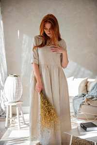 Elegante vestido maxi de talla grande para mujer algodón Lino sólido manga larga encaje decoración de un solo pecho Casual Slit Outfit - Product Image 3