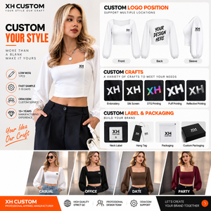 Custom Women <b>Square</b> <b>Neck</b> Crop <b>Top</b> <b>Long</b> <b>Sleeve</b> Slim Fit Lantern <b>Sleeve</b> Blouse Casual Fashion <b>Tops</b> Clothing Manufacturer - Product Image 3