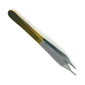 Pinzas de disección Adson Brown con mango dorado, 1x2 dientes, acero inoxidable, instrumento quirúrgico manual, certificado CE para trasplante capilar - Product Image 5