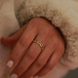 Stacking <b>Ring</b> 18k Yellow Gold Rose Gold and Silver <b>Ring</b> for Women's Curb Chain <b>Ring</b> MiniMalist Jewelry - Product Image 4