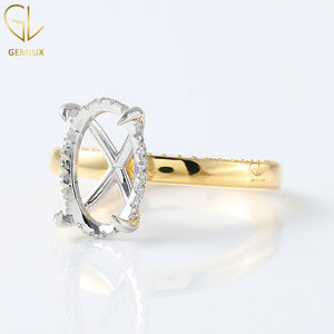 Bague de fiançailles Halo cachée en diamant taillé ovale semi-monté en laboratoire pour femme - Product Image 6