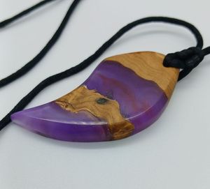 Moda largo geométrico madera empalme resina venta al por mayor Hawaiano colorido rectángulo colgante para mujer - Product Image 2