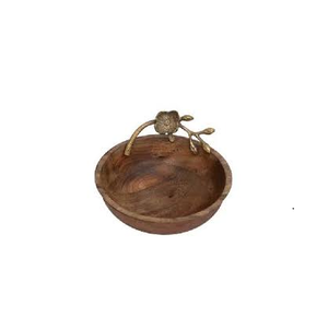 Bol de service en bois naturel Bol rond à fruits fait main avec ustensiles de cuisine et restaurants de taille personnalisée à la main - Product Image 2