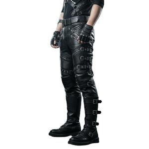 กางเกงหนังสีดำสไตล์ยุทธวิธีสำหรับผู้ชาย คอสเพลย์ซูเปอร์ฮีโร่ กางเกงไบค์เกอร์ กางเกงหนังอเนกประสงค์ กางเกงสตีมพังก์สั่งทำพิเศษ - Product Image 4