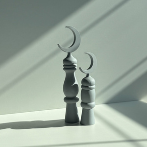 Ornement de lune du Ramadan blanc fabriqué à la main belle décoration de croissant islamique pour le style de table de l'Aïd et la décoration de salon - Product Image 3