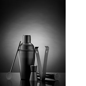 Juego de utensilios de Bar de coctelera de mango largo martillado de acero inoxidable moderno en caja de regalo Juego de barra de 4 piezas - Product Image 5