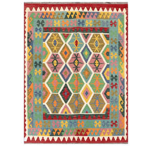 Alfombra Kilim de Maimana, Afganistán, 240 x 176 cm, Juego de Alfombras - Product Image 1