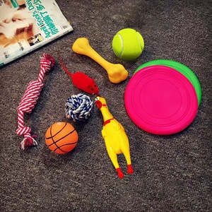 Juguete Ecológico de Goma y Algodón para Perros, Juguete Masticable con Sonido Divertido, en Forma de Hueso y Pelota - Product Image 5