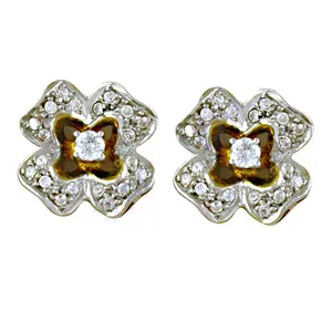 Boucles d'oreilles clous en diamant floral pour femmes, bijoux élégants en argent - Product Image 3
