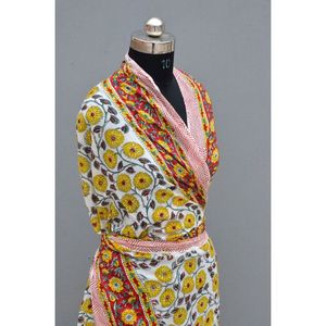 Pareo indio hecho a mano de algodón de verano para mujer, peso ligero, estampado de bloque de mano, bufanda envolvente para el cuello, accesorios de moda, temporada de otoño suave - Product Image 3