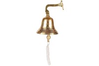Cloche de bateau en laiton antique, cloche de porte nautique murale, cloche de dîner marine vintage suspendue avec tirette en corde pour la maison