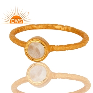 Best Selling Sterling Silver 18K Gold Plated Natural Rainbow <b>Moon</b> Stone Gemstone Stackable <b>Ring</b> Demi Fine Jewelry Manufacturer - Product Image 2