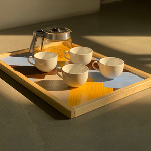 Plateau à café décoratif en bois pour meubles de salon ou de chambre Solution de rangement pratique - Product Image 4
