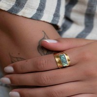 Bague Classique en Argent Sterling 925 Vermeil de Haute Qualité avec Pierre Naturelle Labradorite Taille Princesse pour Femme – Vente en Gros