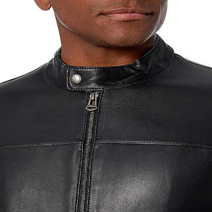 Veste de moto noire en cuir véritable de haute qualité pour hommes finition antibactérienne hiver - Product Image 4