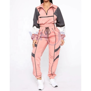 ชุดวอร์ม2ชิ้นของผู้หญิงผ้าไนลอนกันลมมีซิปมีฮู้ดน้ำหนักเบากันลมแห้งเร็ว - Product Image 6