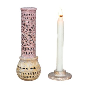 Quemador de incienso de esteatita de pieza Natural antigua y soporte de palo en forma de círculo arte de hoja hecho a mano para propósito religioso de Dios hindú - Product Image 4