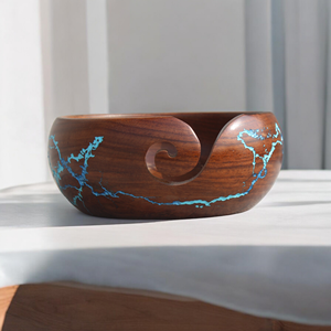 Bol à fil en bois naturel écologique et portable pour le crochet et le tricot, empêche le fil de rouler et de s'emmêler, organisateur d'artisanat de qualité supérieure - Product Image 5