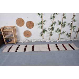 Alfombra turca Vintage moderna de 1,6x9, 9 pies, Beige, negro, a rayas, clásica, área grande, respaldo de látex de lana para pasillo de adolescentes, Estilo clásico - Product Image 1