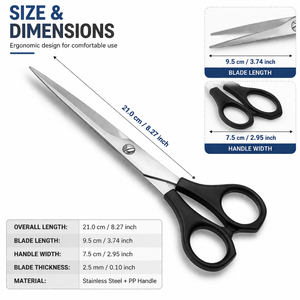 Precision Cutting Scissors Stainless Steel <b>Long</b> Blade Ergonomic <b>Handle</b> Professional Office Craft Sewing <b>Shears</b> - Product Image 3