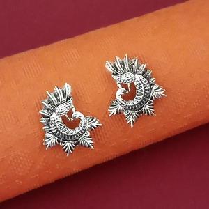 Jeweljunk <b>Fine</b> Cuff Peacock Design <b>Stud</b> <b>Earrings</b> Oxidised Plated-1316012 - Product Image 1
