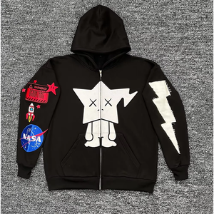 Ensemble de survêtement de qualité supérieure, broderie usée, survêtement 100% coton, sweat-shirt à capuche et pantalon empilé, dernier design - Product Image 4