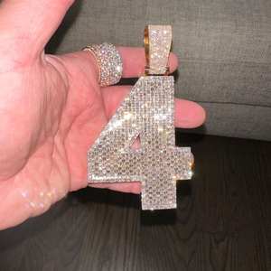 Custom Iced Out Big -Tone Number & Name Pendant <b>Necklace</b> Cuban Chain Hip Hop Jewelry with Moissanite Pendants & Charms - Product Image 2