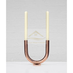 Art unique Design attrayant cuivre U forme Double bougeoir brillant poli bougeoir fournitures de table décoratives - Product Image 1